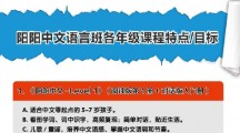 《阳阳中文》语言班：各年级课程特点/目标